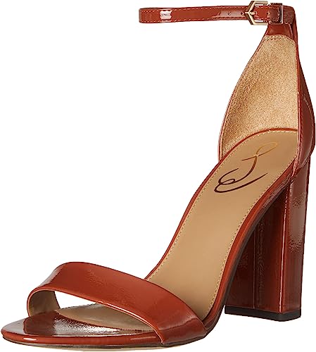 Sam Edelman Yaro Warm Copper Ankle Strap Open Round Toe Block High Heel Sandals