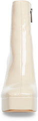 Steve Madden Luisina Bone Patent Squared Toe Block Heel Pull On Ankle Boots