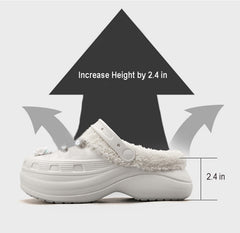 Crystal High Increase Plush Lining Memory Foam Cotton Thick Sole Clog slippers 8
