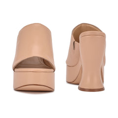 Nine West Flower Warm Blush Slip On Rounded Open Toe Retro Platform Sandals