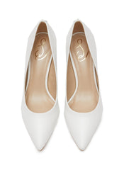 Sam Edelman Jordyn White Emblem Detail Slip On Pointed Toe Wrapped Heel Pumps