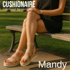 CUSHIONAIRE Mandy Wedge Sandals for Women Strappy Platform Sandals with Arch Support, Cute Summer Espadrille-Style Platform Dressy Slip-On