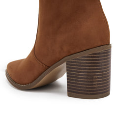 Huiyuzhi D2Y031 Brown Pointed Toe Mid Heel Side Zip Knee High Boots Tall Booties 7