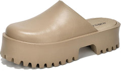 KK PAIR OF KINGS Heights Taupe Fashion Slip On Non-Slip Mule Clog Platform Sandals