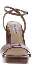 Steve Madden Camaron Dark Cognac Ankle Strap Squared Open Toe Platform Sandals