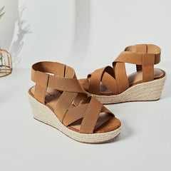 Luoika Women's Wide Wedge Sandals, Ankle Strap Flat Wedge Platform Heel Sandas