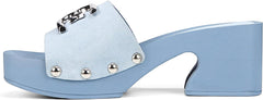 Sam Edelman Francina Pale Blue Platform Slip On Slide Block Heeled Mule Sandals