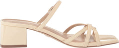 Sam Edelman Rachelle Ivory Patent Multi Cross Over Buckle Strap Heeled Sandals
