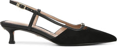 Sam Edelman Toni Black Suede Slingback Pointed Toe Kitten Heeled Fashion Pumps