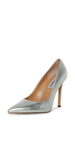 Steve Madden Evelyn Silver Stiletto Heeled Pointed Toe Slip On Dress Pumps