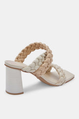 Dolce Vita Partha Ivory Multi Stella Slip On Square Open Toe Block Heeled Sandal