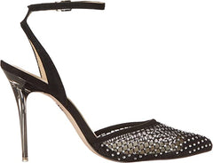 Jessica Simpson Pirrie Clear Black Stiletto Heel Pointed Toe Ankle Strap Pumps