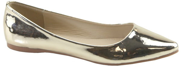 Bella Marie Womens Angie-18 Classic Gold Slip-on Pointy Toe Ballet Flat Shoes