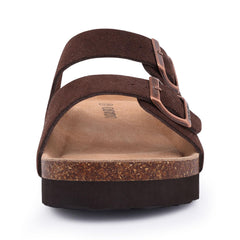 ORADO Platform Suede Soft Cork Footbed Summer Slides Adjustable Buckle Sandals 11