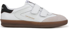 Sam Edelman Talia Bright White/Black Leather Rounded Toe Low Top Flat Sneakers