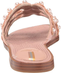 Sam Edelman Bay Misty Rose Round Toe Slip On Leather Strap Flat Slide Sandals