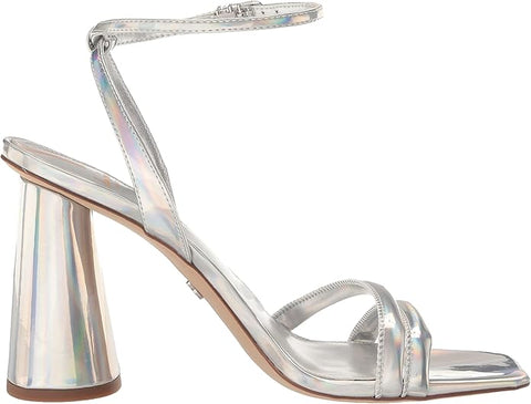 Sam Edelman Kia Soft Silver Fashion Open Toe Ankle Strap Block Heeled Sandals