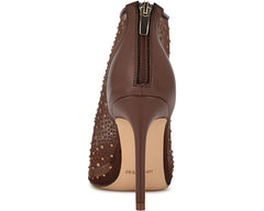 Nine West For Now P2 Dark Tan Mesh Pointed Toe Formal Pump Bootie Ankle Boots