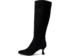 Sam Edelman Leigh Black Suede Squared Toe Spool Heel Knee High Fashion Boots