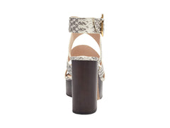 Louise et Cie DENISSE Grey White Snake Platform Block Heeled Wedges Sandals