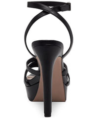 Jessica Simpson Balina Black Leather Stiletto Platform Heel Ankle Straps Sandals