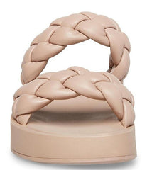 Steve Madden Hillary Taupe Slip On Rounded Open Toe Platform Braided Sandals