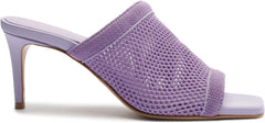 Schutz Sinara Smoky Grape Wide Strap Slip On Open Toe Stiletto Mid Heel Sandals