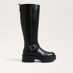 Sam Edelman Carter Black Leather Buckle Detailed Wide Calf Knee High Boots