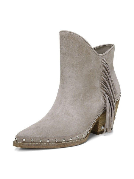 Sam Edelman Willie Pointed Toe Western Block Heel Womens Fringe Ankle Booties