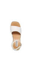 Steve Madden Ocala White Leather Ankle Strap Squared Open Toe Platform Sandals