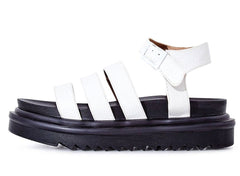 Lemonade Clueless White Strappy Ankle Buckle Cushioned Platform Wedge Sandals