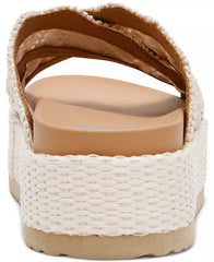 Dolce Vita Sivan Ivory Raffia Fashion Slip On Casual Open Toe Platform Sandals 7.5