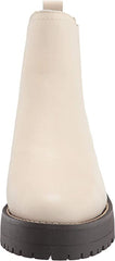 Sam Edelman Justina Modern Ivory Pull On Block Heel Almond Toe Ankle Boots