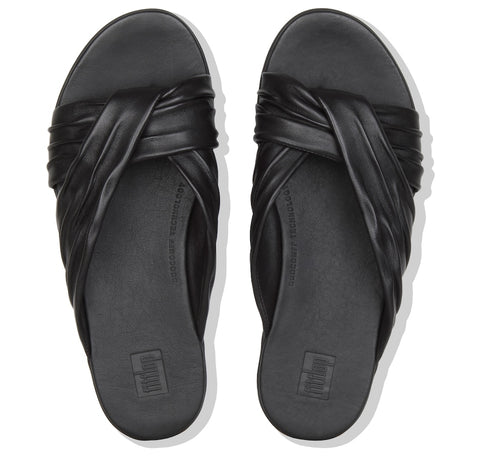 FitFlop Women's Twine Toe Slip on Slide Post Sandal Black (8.5, Black)