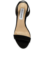 Steve Madden Marbella Black Nubuck Ankle Strap Open Rounded Toe Heeled Sandal