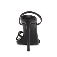 Steve Madden Bellezza Black Ankle Strap Rounded Open Toe Heeled Mule Sandals