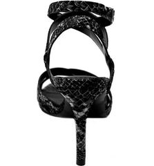 Charles David Hippy Black Multi Metallic Open Toe Ankle Strap Heeled Sandals