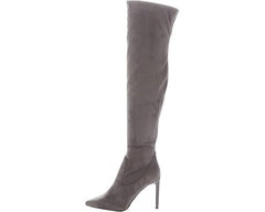 Nine West Tacy2 Dark Gray Zip Closure Leather Over The Knee Stiletto Heel Boots