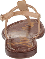 Sam Edelman Gigi Almond Patent Embossed Open Toe Ankle Strap Wide Flats Sandals