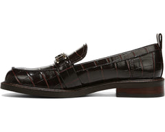 Sam Edelman Christy Espresso Croc Rounded Toe Block Heel Slip On Leather Loafers