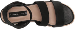 Steve Madden Gambel Black Low Wedge Fitted Strappy Ankle Strap Sandals