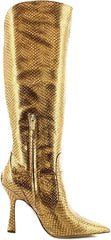 Sam Edelman Elia Medallion Gold Snake Pointed Toe Stiletto Heeled Tall Boots