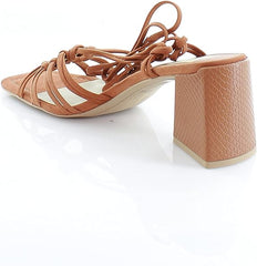 Dolce Vita Kash Cedar Nubuck Tie Up Open Squared Toe Block Heeled Sandals