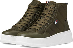 Tommy Hilfiger GEMMY High Top Sneaker Green Lace Up Rounded Toe Walking Booties