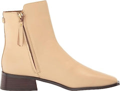 Sam Edelman Thatcher Eggshell Side Zipper Square Toe Low Block Heel Boots