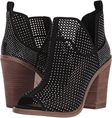 Vince Camuto Kiminni Black Fashion High Block Heel Pull On Ankle Booties