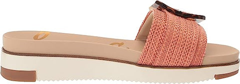 Sam Edelman Ariane Stucco Pink Coral Open Toe Wedge Platform Slides Sandals