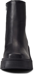 Steve Madden Fella Black Leather Chunky Block Heel Round Toe Fashion Ankle Boots