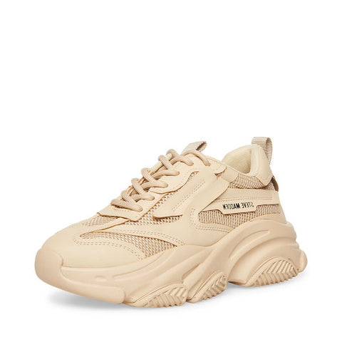 Steve Madden Possession Tan Nude Lace Up  Boyfriend Chunky Platform Sneakers