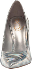 Sam Edelman Hazel Silver Metallic Stiletto Heeled Pointed Toe Slip On Pumps